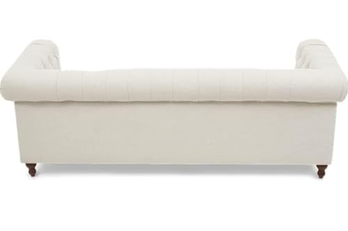 Image of Modern and Stylish 3 Seater Chesterfield Luxury Sofa with Valvet and Fabric Comfortable Sofa for Living Room, Dining Room, Hallway, and Office-(White).