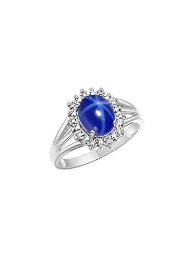 Rylos 14K White Gold Ring: Princess Diana Inspired 9X7MM Gemstone and Dazzling Halo of Diamonds - Exquisite Jewelry for Women in Sizes 5-103