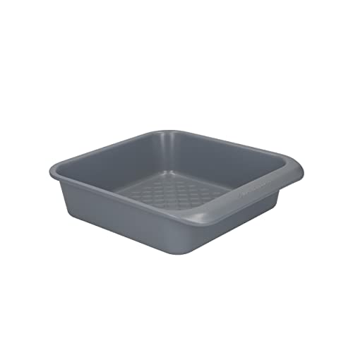 MasterClass Smart Ceramic Square Baking Tin with PTFE, PFOA and BPA Free Non Stick, Robust 1mm Thick Carbon Steel, 23cm (9 Inch) Stackable Cake Pan / Roasting Tray