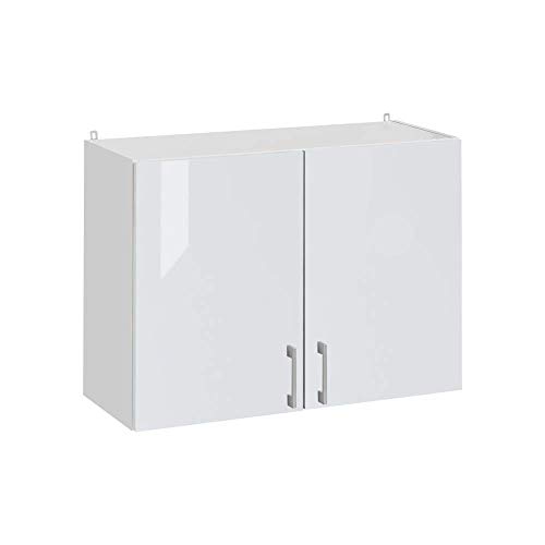 Cuisineandcie - Meuble Haut DE Cuisine ECO Blanc Brillant 2 Portes L 60 cm + 1 étagère - Meuble Rangement, Armoire