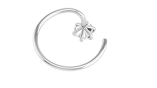 Image of SJ SHUBHAM JEWELLERS 92.5-925 Sterling Silver Round Shape White Cubic Zirconia Prong /Cup Setting Nose Pin Stud for Women Girls Size 2MM 3MM Size Pure Silver