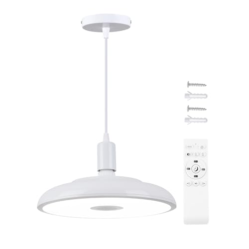 Lámpara Colgante LED de 28cm Accesorio de Iluminación para isla de Cocina, Candelabro Blanco para Uso en Interiores y Exteriores, a Prueba de Agua Regulable luz de Baño para Dormitorio, Sala de Estar