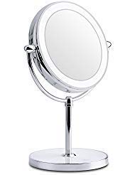 Lighted Makeup Mirror, Double-Sided LED Vanity Mirror with Lights, 7X Magnification with Built-in Li-on Battery for Beauty Cosmetic Applying, Rechargeable & Cordless.