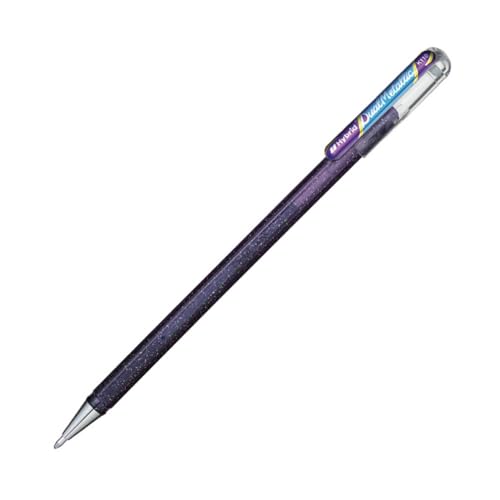 Pentel K110-DVX Dual Metallic Hybrid Dual Metallic Gelroller, Glitzer Gel, 1 Stück, lila/blau 2 verschiedene Farb-Effekte auf hellem/dunklem Papier violett+metallic blau