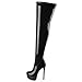 Perisis Women's Thigh High Boots Over The Knee Boots Fashion Black Sexy Platform Stiletto High Heels Patent Long Boots Round Toe Zipper Unisex Party Cosplay Tall Boots(Black,7.5)