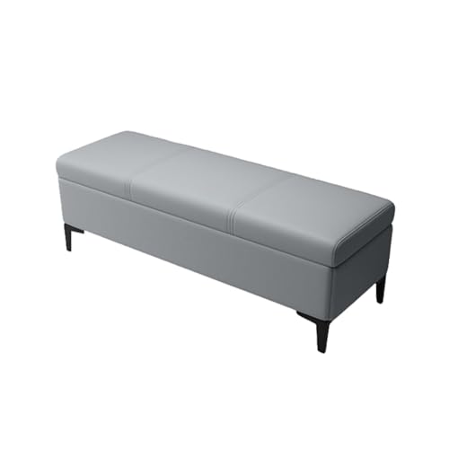Banco de entrada con almacenamiento rectangular y otomana de dormitorio gris 2