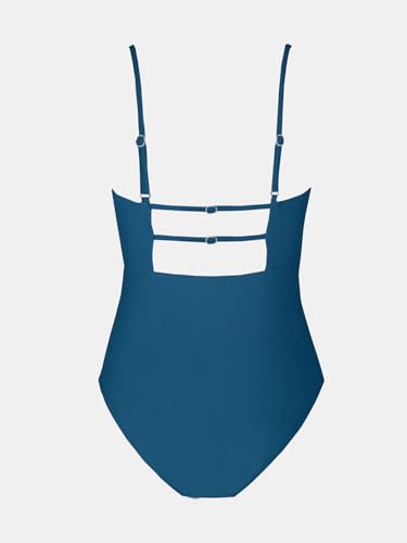 Image of CUPSHE Women Swimsuit One Piece Bathing Suit Square Neck Cutout Back Tummy Control with Adjustable Spaghetti Straps