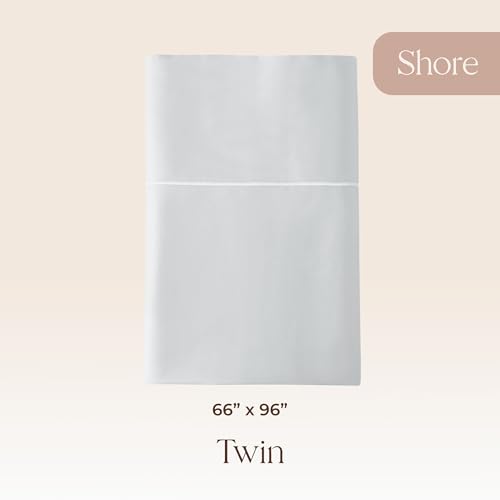 Image of Certified Organic Twin Flat Sheet Only - 100% Organic Cotton Top Sheet with Luxurious Soft and Breathable 300 Thread Count Sateen Weave Finish - GOTS & Fairtrade Certified (Shore, Twin)