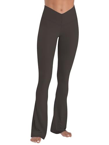 Leggings acampanados de tiro medio para yoga y paseos en color marrón