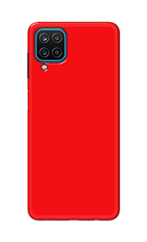 Image of Printed Hard Back Cover Case for Samsung Galaxy A12 Back Cover (Plain Red) -1803