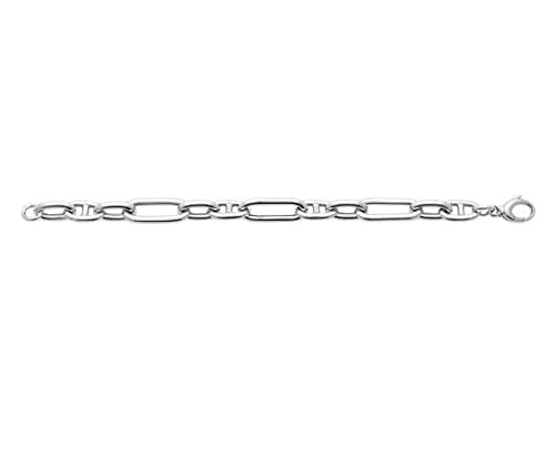 Bracciale largo 20 cm, maglie in argento massiccio 925/1000 rodiato