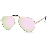 Pro Acme Small Aviator Polarized Sunglasses for Women Men, Petite Aviator Frame for Small Face Junior, 52MM(Gold Frame/Pink Mirrored Lens)
