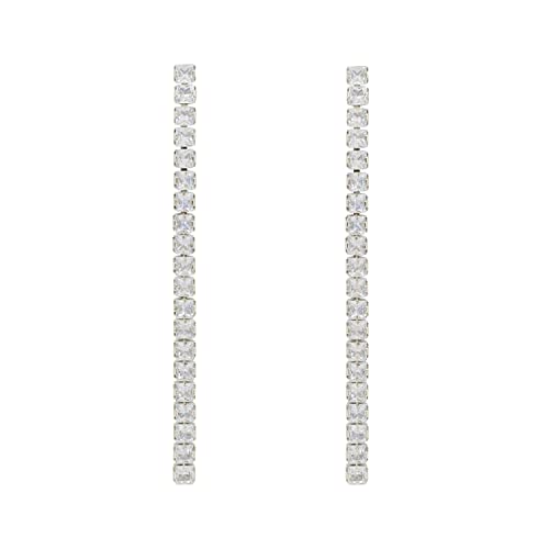 Image of I Jewels Valentines Special Sparkling Glamorous Silver Plated CZ and American Diamond Tassel Drop Fashionable Earrings for Women /Girls (E3117-118S)