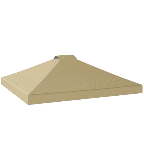 Outsunny Toile de Rechange pour Tonnelle 3 x 3 m avec 8 Trous de Drainage et Double Ventilation, UV50+, Imperméable, crème, Toile Inclus Uniquement