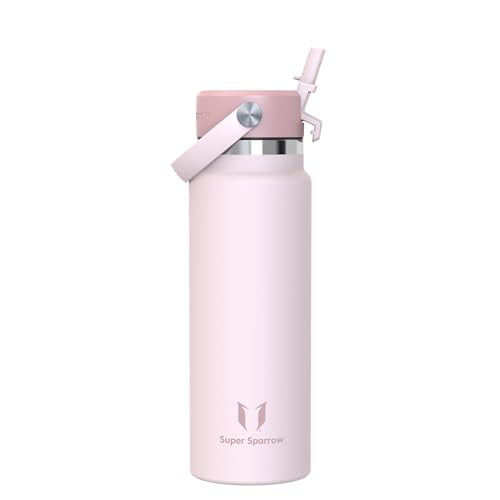 Sparrow Trinkflasche Edelstahl 1L - Weiter Öffnung SwivelSip Thermosflasche mit Strohhalm - BPA-frei, Auslaufsicher Trinkflaschen - Ergonomisch Thermoskanne für Sport, Reisen, Outdoor 1