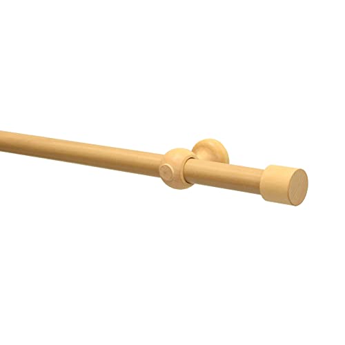 GARDINIA Juego de barras de cortina Shorty, 1 barra, 25 mm de diámetro, 160 cm, madera de haya