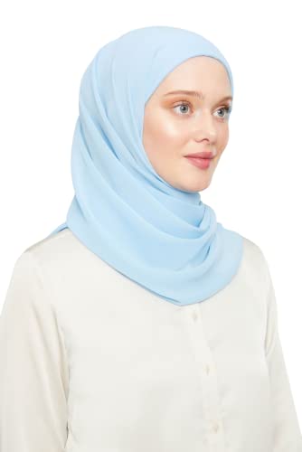 Hijab instantané écharpe mousseline soie bleu bébé voile femme turquie