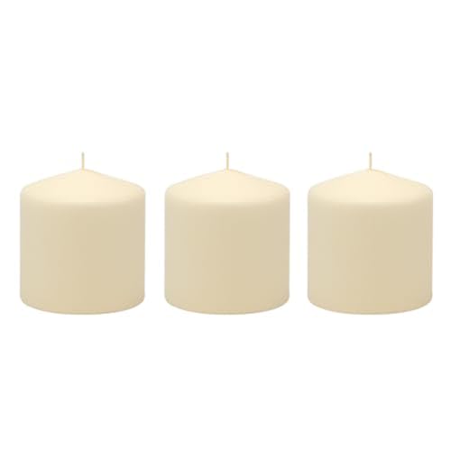Stonebriar Unscented Pillar Candles – 18 Hour Burn Time, Long-Lasting Wax Candles for Weddings, Holidays, Home Décor & Special Events, Pack of 3, Ivory, 3' x 3'