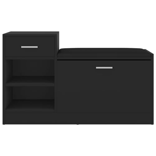 LAPOOH Banco Zapatero, Banco Pasillo, Banco Recibidor, Descalzadora, Estanteria Zapatero, Mueble Zapatero, aglomerado Blanco 94,5x31x57 cm - imagen 4