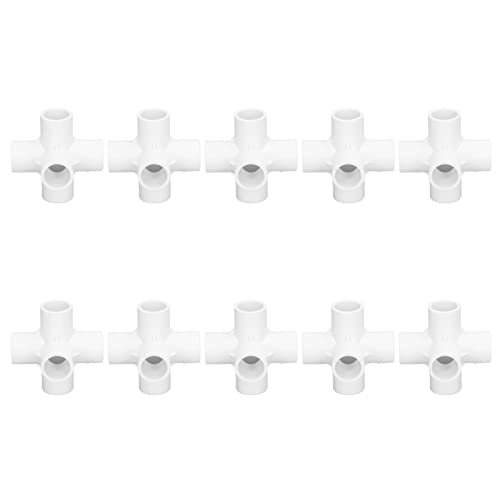 Conector de tubería de plástico PVC Accesorios de codo de 6 vías para una conexión múltiple de 25 mm Diámetro interno (Blanco)