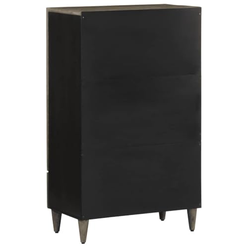 Cómoda rústica tallada a mano de madera maciza de mango en negro y gris 6