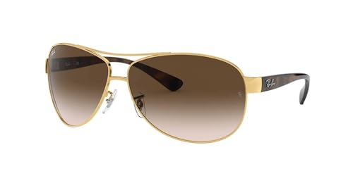 Ray-Ban Mens RB3386 Aviator Sunglasses, Gold/Brown Gradient Dark Brown, 63 mm