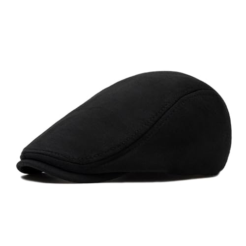 QOHNK Boina masculina de algodão lisa boina casual cor sólida para homens chapéu dianteiro retrô bri