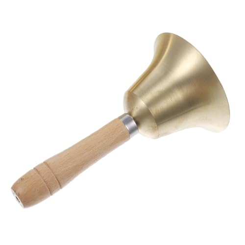 UPKOCH Handklingel Mit Holzgriff Große Service-rufglocke Hölzerne Handglocke Für Camping Wandern Sicherheitssignal Robuste Tisch-essenglocke Vintage-Design
