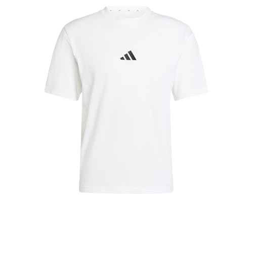 adidas Men's Essentials SMALL Logo Single Jersey Tee, White/Black, XXL