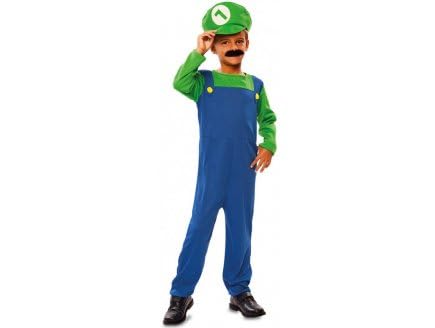 cavernedesjouets Déguisement plombier pour luigi 5-6 ans (combinaison + casquette) - panoplie - set costume carnaval garcon et carte tigre - enfant