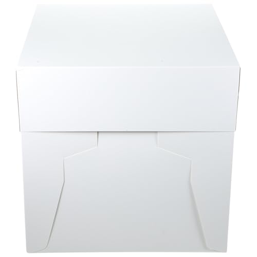 PRETYZOOM White Foldable Square Cake Carrier Box 30.5x30.5x30.5cm with Base