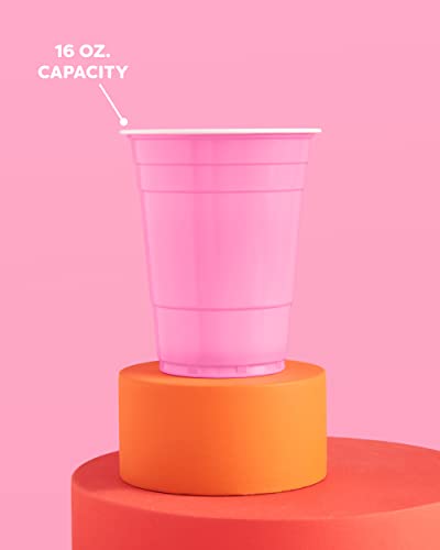 Xo, Fetti Party Decorations Pink Plastic Cups - 50 Matte Disposable 16 Oz Cups | Bachelorette Party, Birthday Party, Party Favors, Baby Shower Supplies #TOP2