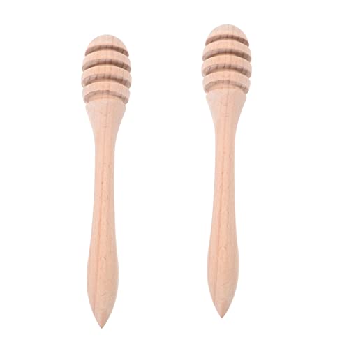 GRIRIW 2pcs Wooden Honey Stick Honey Stirrers Mini Honey Sticks Honey Can Accessories Mini Bees Simple Honey Sticks Drink Stirrer Honey Stirring Stick Mini Jar Honey Spoons re-usable