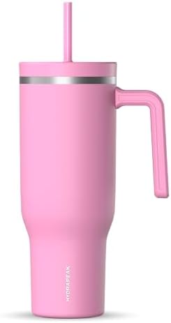 Hydrapeak Voyager 40 oz Stainless Steel Cup with Handle, Insulated Water Bottle with Straw and Lid, Cup Friendly Reusable Travel Mug (Iris