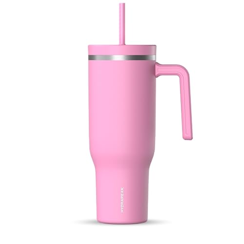 Image of Hydrapeak Voyager 40oz Insulated Tumbler with Handle & Straw Lid, Leak Resistant Stainless Steel Travel, Cupholder Friendly Reusable Water Bottle for Work, Gym & Class (Bubblegum)
