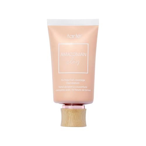 tarte Amazonian clay 16-hour Full Size coverage foundation – Matte Finish Foundation, Vitamin E for Hydration & Smooth Looking Skin, Vegan & Cruelty-Free, full size, light beige