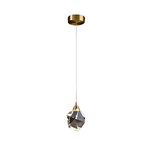 Lustre de salon LED cristal diamant suspension unifamiliale en cuivre pour cuisine et entrée