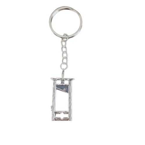 Dtexhif Gothic Silver Guillotine Keychain for Women Men Clip Car Keychain Alloy Key Ring (Silver)