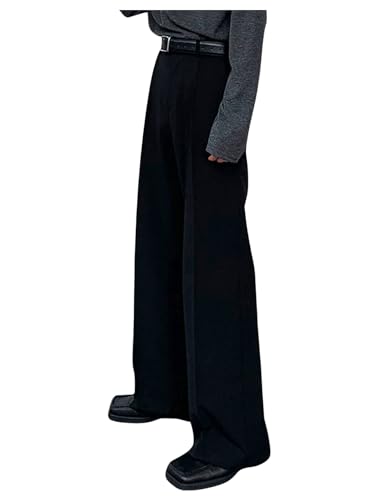 GORGLITTER Men's Flare Baggy Dress Pants Wide Leg Pleated Causal
