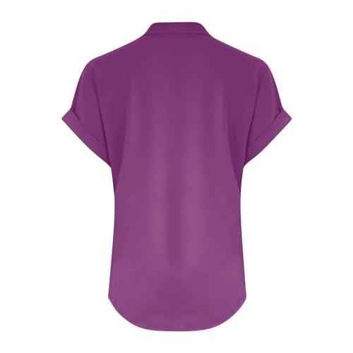 Yinguo Ladies Tops 2025 Women's Summer Cotton Linen Cap Sleeve T-Shirt Button V Neck Tunic Tops Fashion Baggy Solid Plain Shirts Trendy Blouse 1