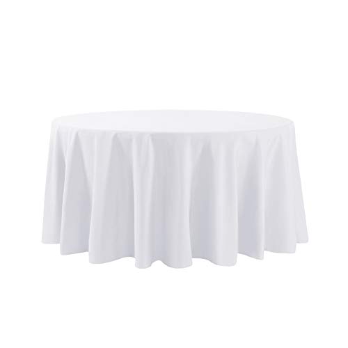 108 Inch Round Tablecloth Washable Polyester Table Cloth Decorative Table Cover For Wedding Party Dining Banquet (108 Inch,White) #TOP1