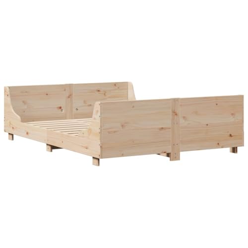 vidaXL Massivholzbett, Doppelbett Bett ohne Matratze, Holzbett mit Kopfteil Fußteil für Schlafzimmer, Bettgestell mit Lattenrost, 120x200cm Kiefer
