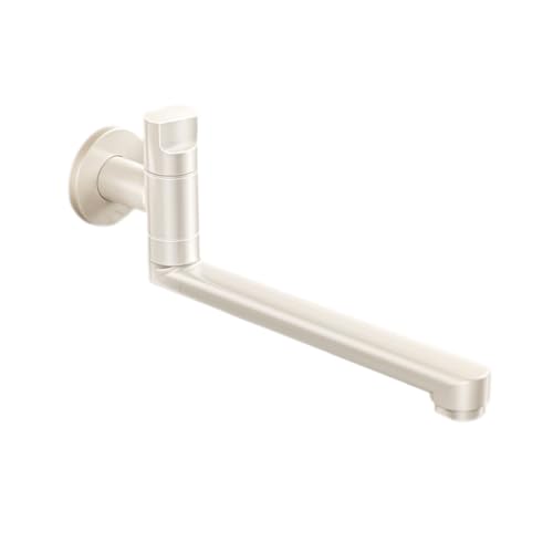 XSDSM Grifos Cocina Fregadero Pared Agua Fria con Rotación de 180° para Piscina Apto para Cocina Y Baño de Una Sola Manija de Cobre G1/2,Blanco Elegante,25 CM