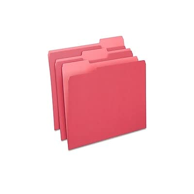 Staples File Folders, 1/3 Cut, Letter Size, Red, 100/Box #TOP20