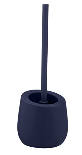WENKO WC-Garnitur Mod. Badi hochwertiges Badaccessoire aus Keramik mit Matter Oberfläche inkl. WC-Bürste mit Ø 7,5 cm Silikonkopf Ø 13,5 x 38 cm Dunkelblau