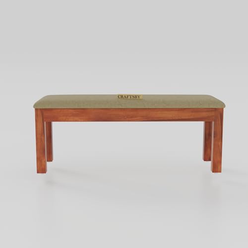 Image of 57 Inch Length Solid Sheesham Wood 6 Seater Dining Table Set | Six Seater Dinner Table with 4 Cushions Chairs & 1 Bench | Dinning Table Set 6 Seater for Living Room | Honey Finish