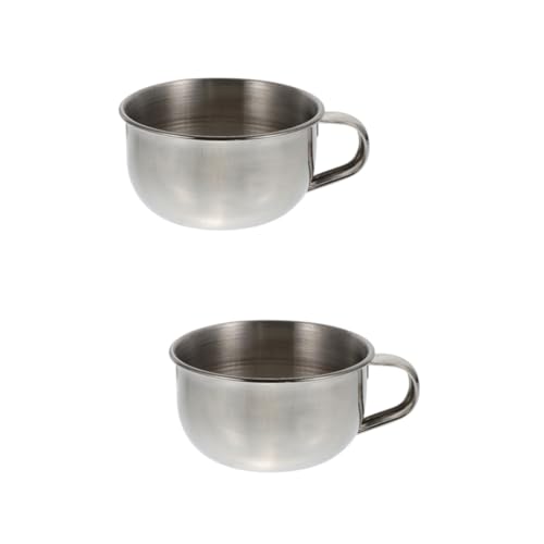 FOMIYES 2 Pcs Men's Shaving Bowl Shaving Soap Bowl Sturdy Handle Stainless Steel Bubbling