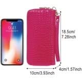 Hot Pink patent Glossy Faux Croc Fashion Double Zip Wallet4