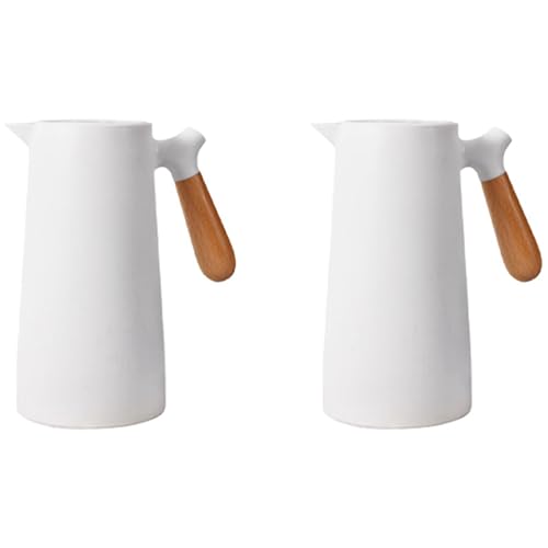 Kznifmk 2X Revestimiento de Vidrio de 1L, Frasco de Vacío, Jarra de Agua Caliente Aislada de Oficina Hogar, Olla de Agua Caliente Una Prueba de Fugas para Café, Té Térmico,
