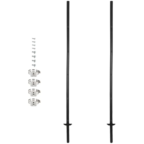 Panneaux de signalisation ronds avec poteaux en acier noir de 2,4 m pour parking et jardin (lot de 2)